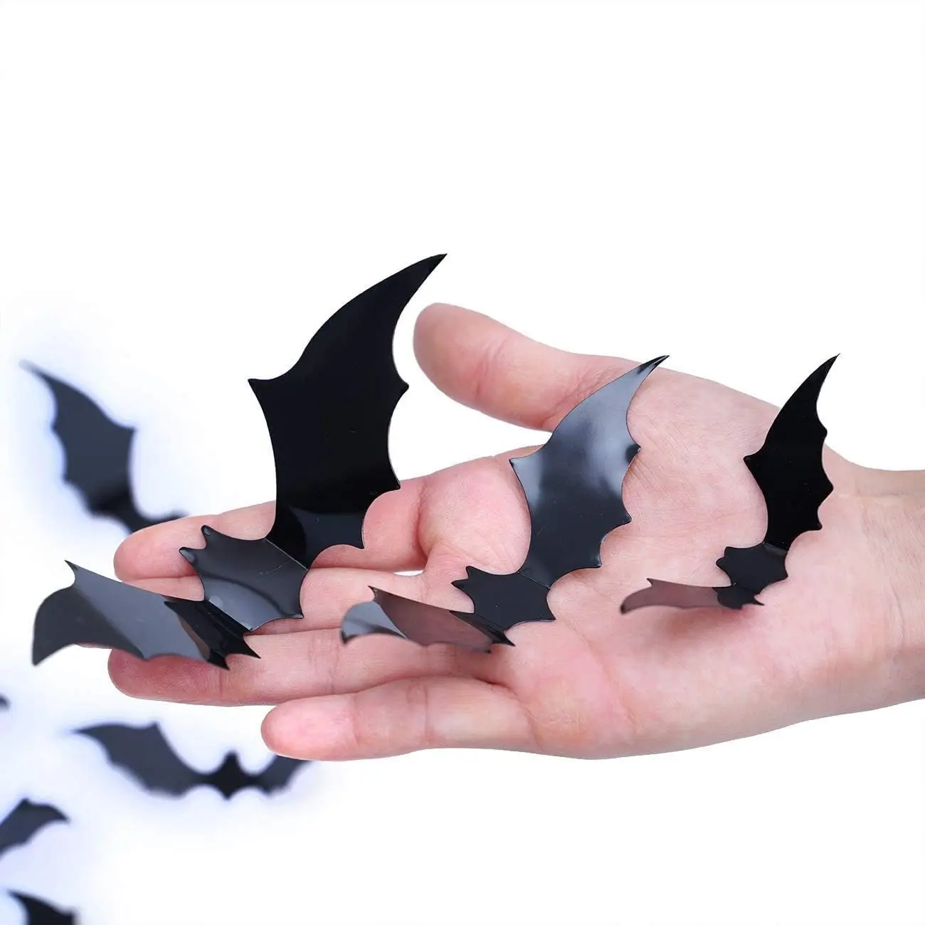 Halloween 3D Bat Spider Wall Stickers, Black PVC Decals, Horror Decor for Window Door Wall, Indoor Halloween Home Ornaments