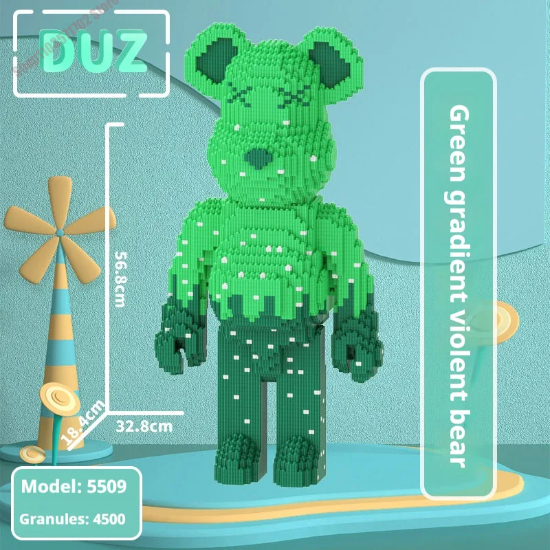 Kids Toys Cartoon Mini Love Violent Bear Bearbrick Model with Light Building Block DIY Micro Bricks Christmas Birthday Gift