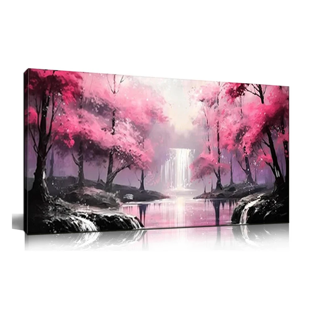 

Waterfall Pink Tree Forest Full Diamond Art Painting 5D Abstract DIY Diamond Mosaic Kit Embroidery Home Decoration