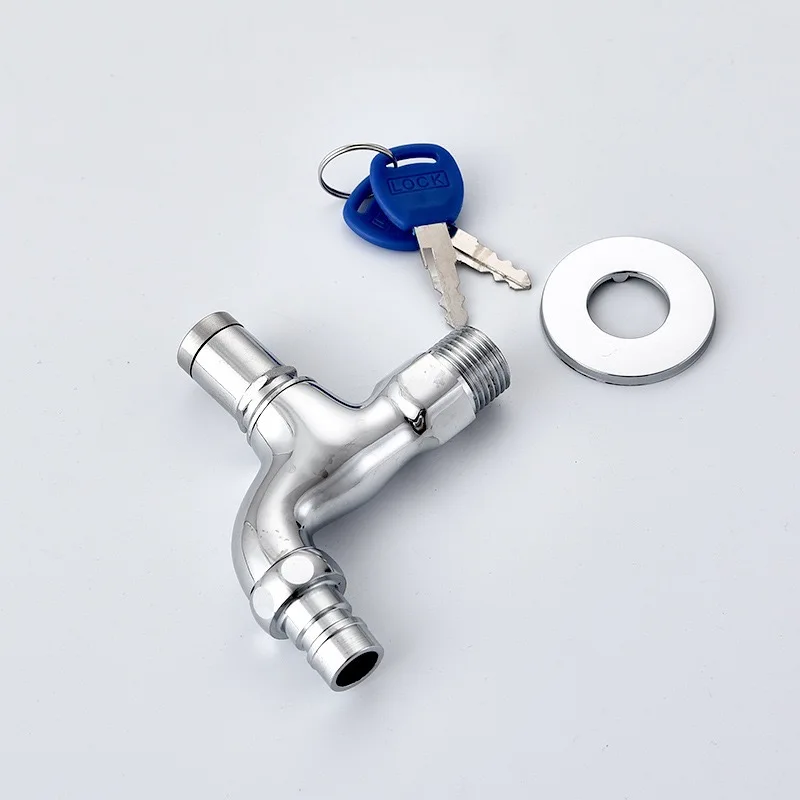 Portable  Anti-theft Faucet Water Tap with Lock Key Alloy Body Single Hole Key Switch Faucet Bibcocks for Kitchen Outdoor Garden