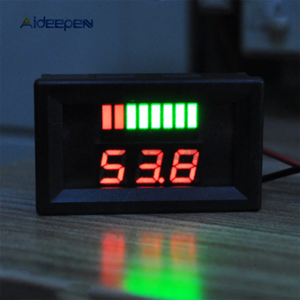 Car Battery Charge Level Indicator DC 7-100V Lithium Battery Capacity Meter Test LED Tester Voltmeter 12V 24V 36V 48V 60V 72V