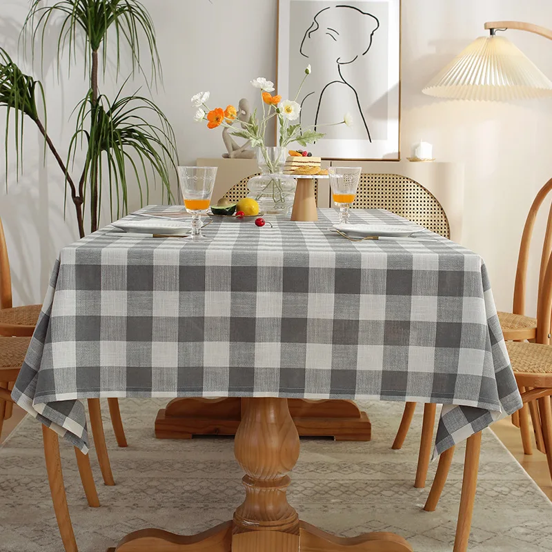 Mantel de algodón a cuadros para fiesta de Navidad, cubierta rectangular para mesa de comedor, Picnic, barbacoa, decoración del hogar, rojo y verde