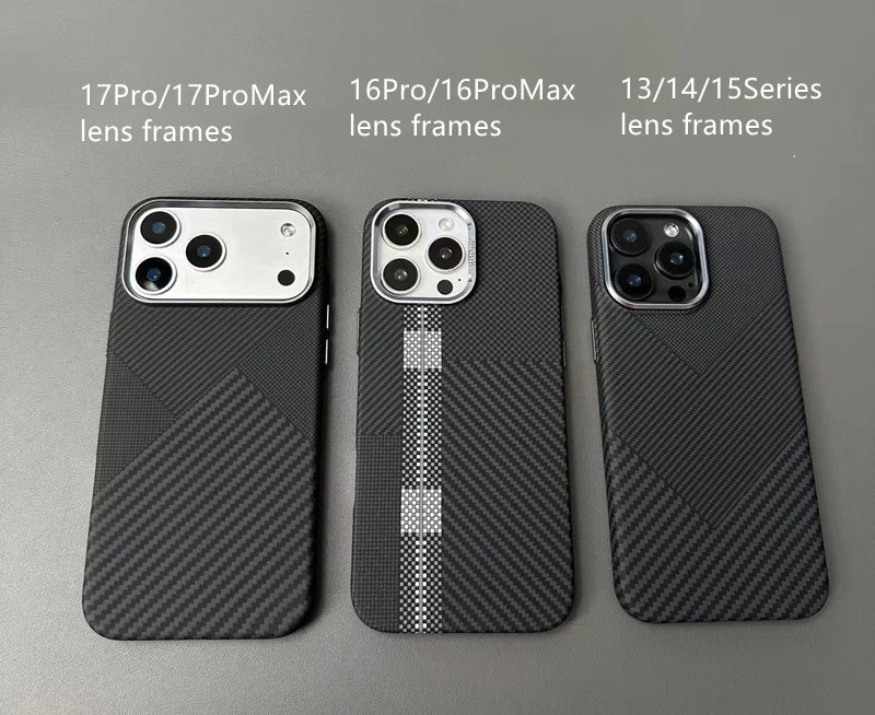 Metall-Objektiv für MagSafe Mattierte Hülle für iPhone 17 18 Pro Max 16 15 14 13 Carbonfaser-Textur Kabelloses Laden Matte PC-Abdeckung – Detail 9