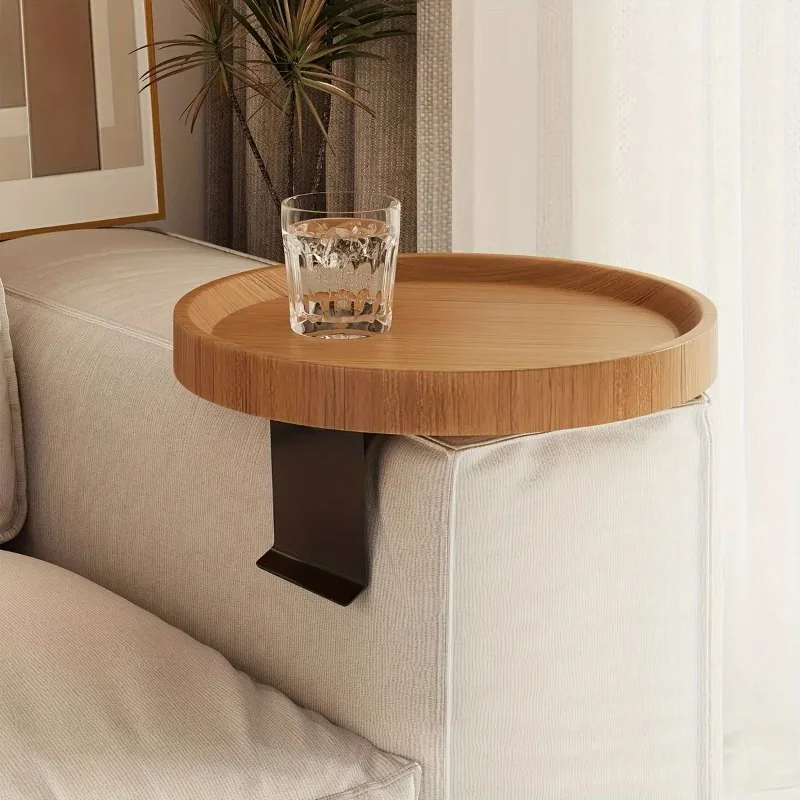 Modern Expandable Sofa Arm Table - Contemporary Wooden Side Table, Easy To Clean