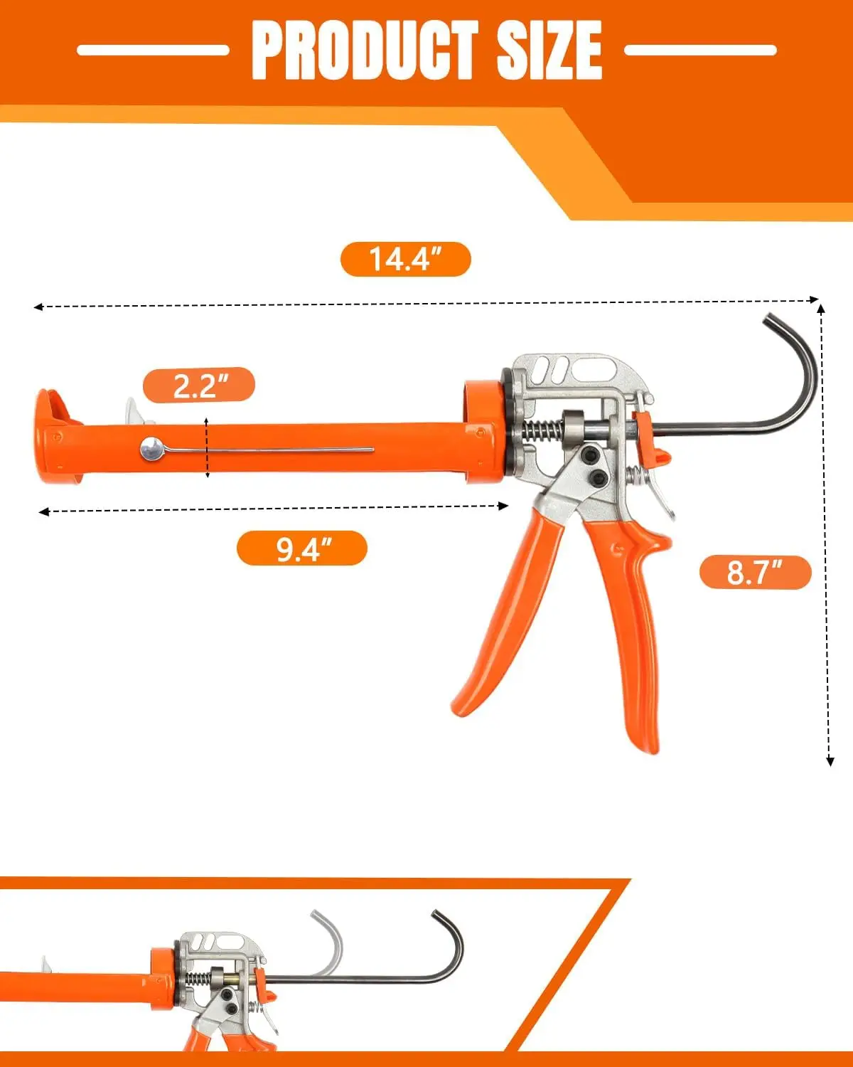 Caulking Gun, Caulk Gun No Drip,Sealant Finishing Tool Grout Scraper for Kitchen Bathroom Window Sink Joint, 20:1 Thrust Ratio