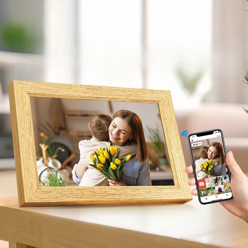 Creative wood digital photo frame WIFI cloud electronic album gift