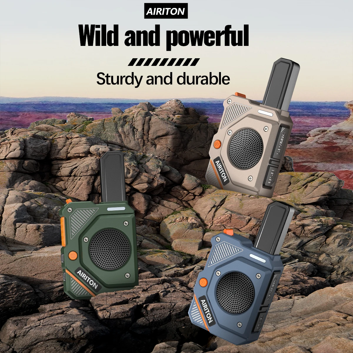 2PCS AIRITON AI-168 Mini Walkie Talkie PMR Long Range Rechargable Portable NOAA Type-C Charger VOX for Hiking Ham Radio