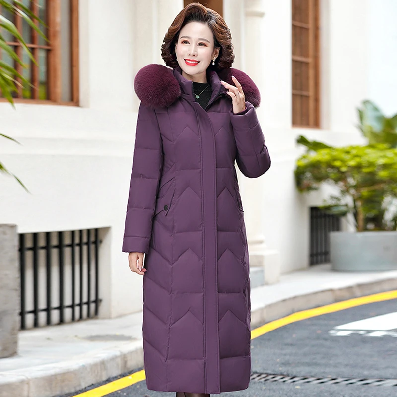 

X-Long Women Parkas Winter Hooded Fur Collar Warm Cotton Padded Long Jacket Female Casual Winter Coat Women Elegant Outerwear