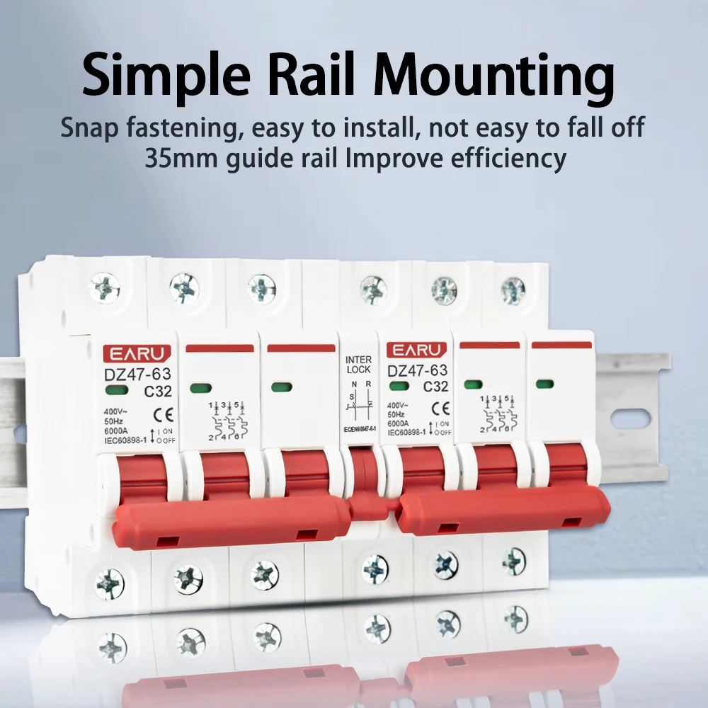 

MTS Dual Power Manual Transfer Switch 1P 2P 3P 4P Circuit Breaker Interlock MCB 6A 10A 63A 230V 400V Changeover Switch for Solar