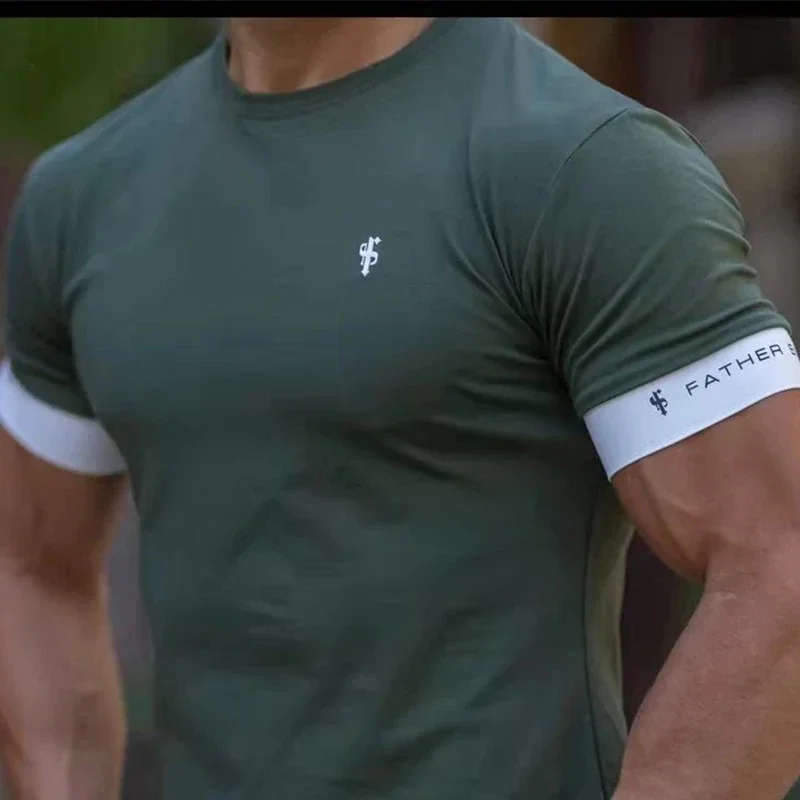 NEW High Quality Men T-Shirt Summer Running Short Sleeve Gym Sports Training Tops Outdoor Jogging Leisure Breathable T-Shirt men