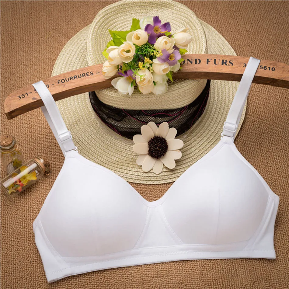 Summer Korean-Style Cotton Training Bra for Teens Soft Solid Color No Underwire Bralette School Girl Everyday Wear Trendy Fit