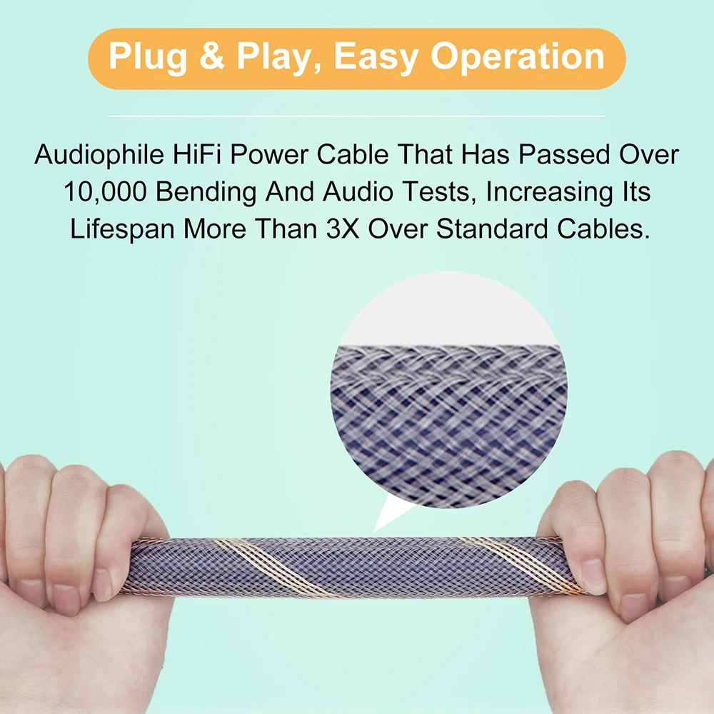 Высококачественный аудиокабель питания D503 OFC HiFi с родиевым покрытием, мужской и женский разъем стандарта США для AMP, сабвуфера, динамика