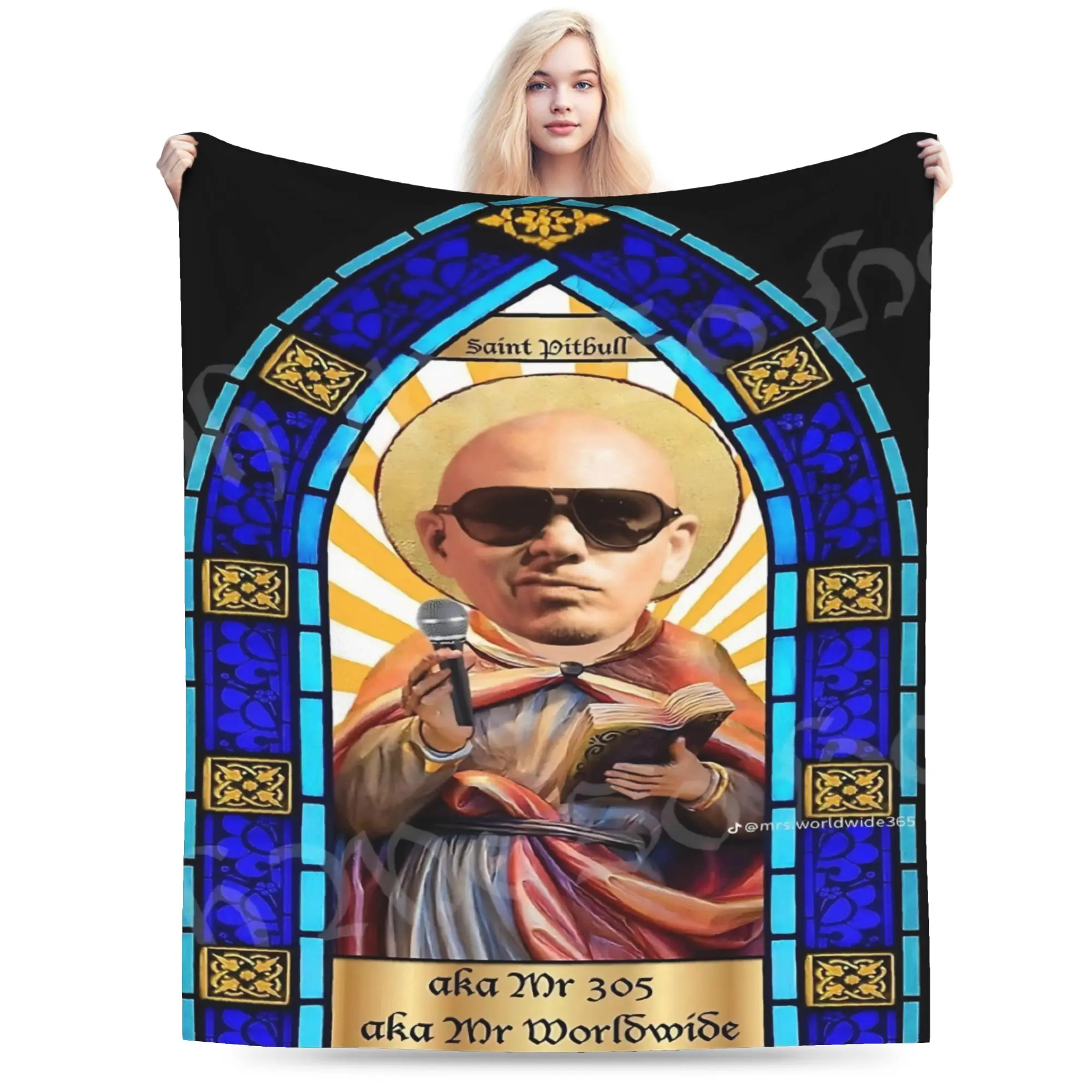 Cozy Pitbull On Tour Mr Worldwide  Blanket Stuff Sofa Decorative  Throw Blankets Lightweight Fleece for Bedroom