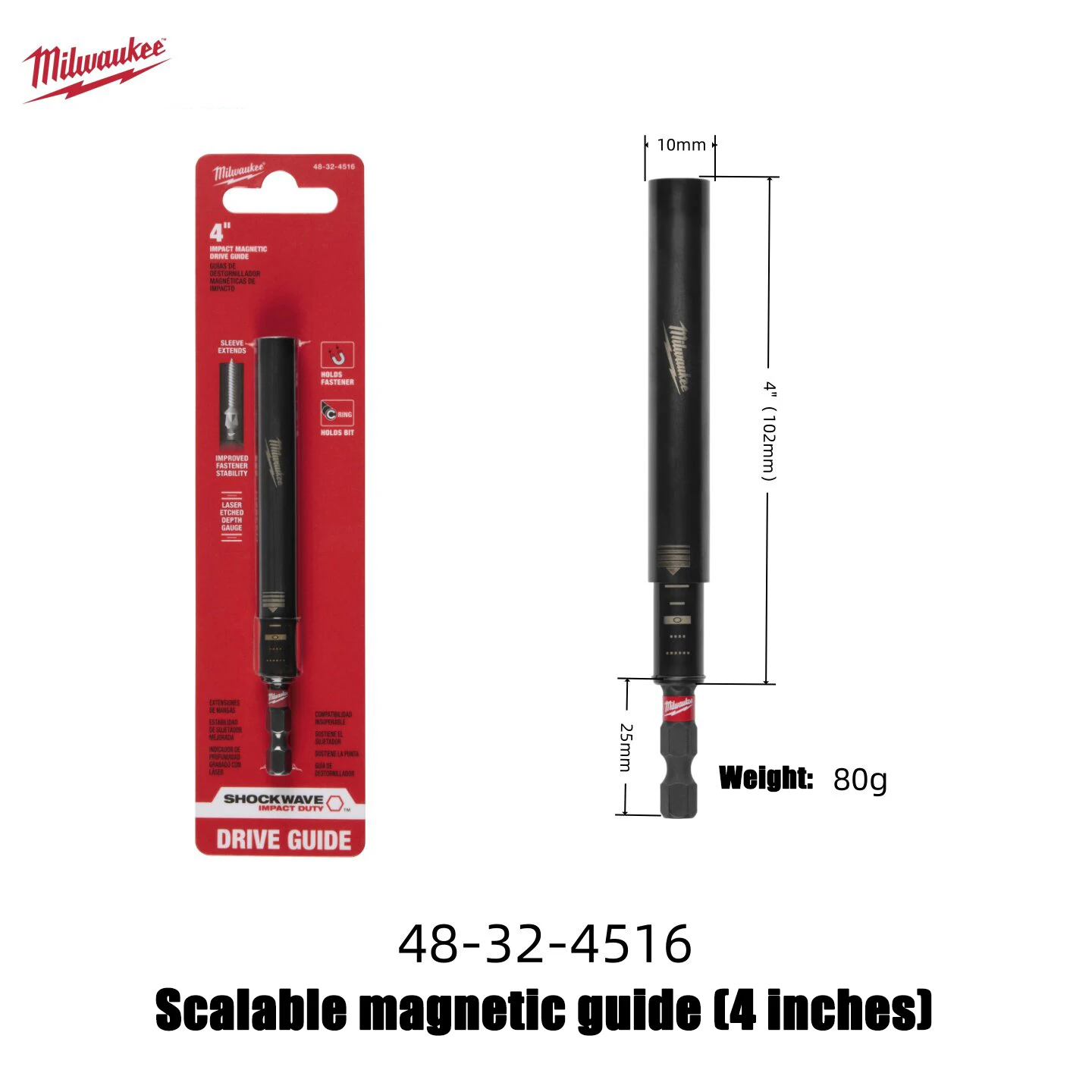 Milwaukee skalierbarer Magnetführung, Verlängerungsstange für elektrische Bohrer, Zubehöradapter für Elektrowerkzeuge 48-32-4508/48-32-4516 – Detail 3