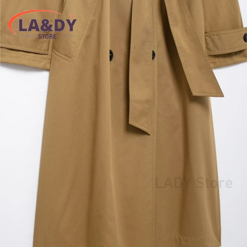 2024 New Autumn Winter Women Fashion Trench Coat Female Solid Color Double Breasted Loose With Belt Outerwears