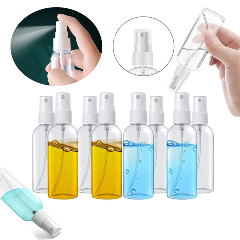 100Pcs Empty 10ml-120ml Clear Plastic Spray Bottles Refillable Fine Mist Travel Containers For Liquid Perfume Cosmetic Alcohol