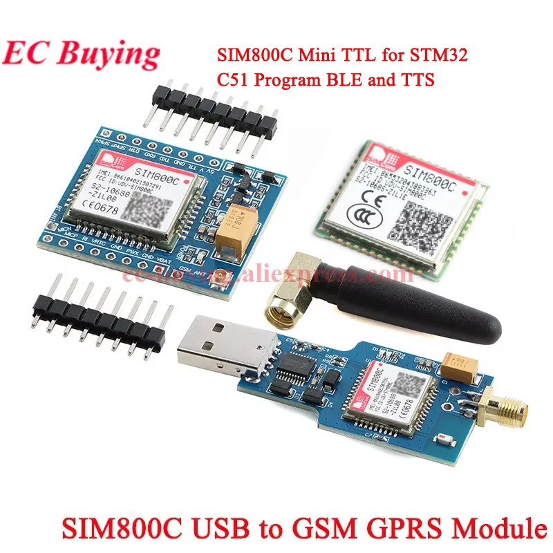 1-2Pcs USB to GSM Quad-band GPRS SIM800 SIM800C Module for Wifi Wireless Bluetooth-compatible SMS Messaging 850/900/1800/1900MHz