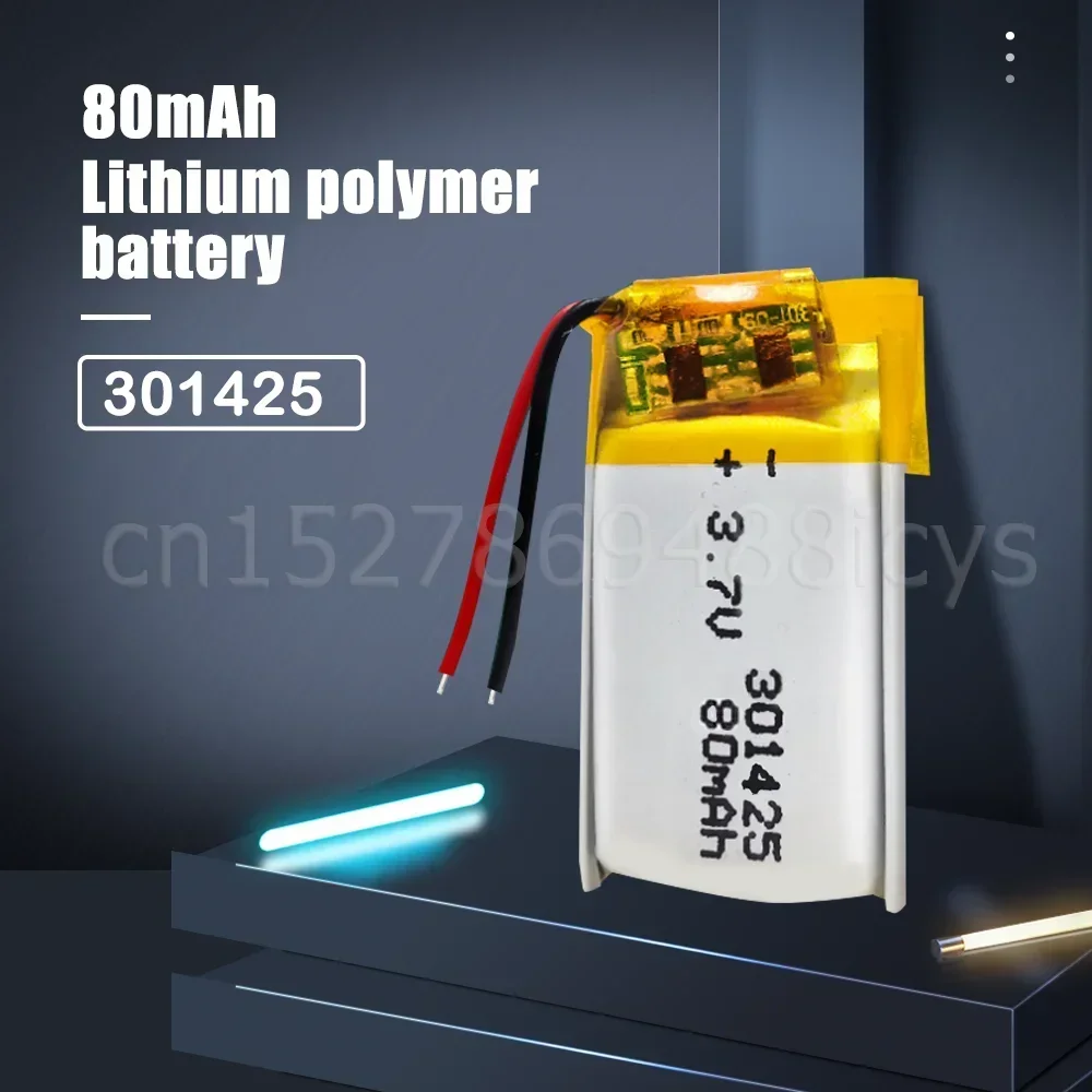 1-4PCS 301425 80mAh 3.7V Lipo Li ion Lithium Polymer Rechargeable Battery For MP3 MP4 GPS Toy Bluetooth Earphone Smart Watch