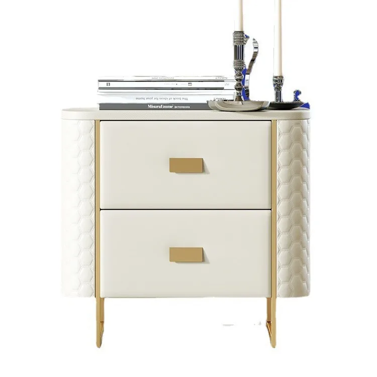 CX light luxury Italian bedside table leather art bedroom minimalist multi-function luxury leather