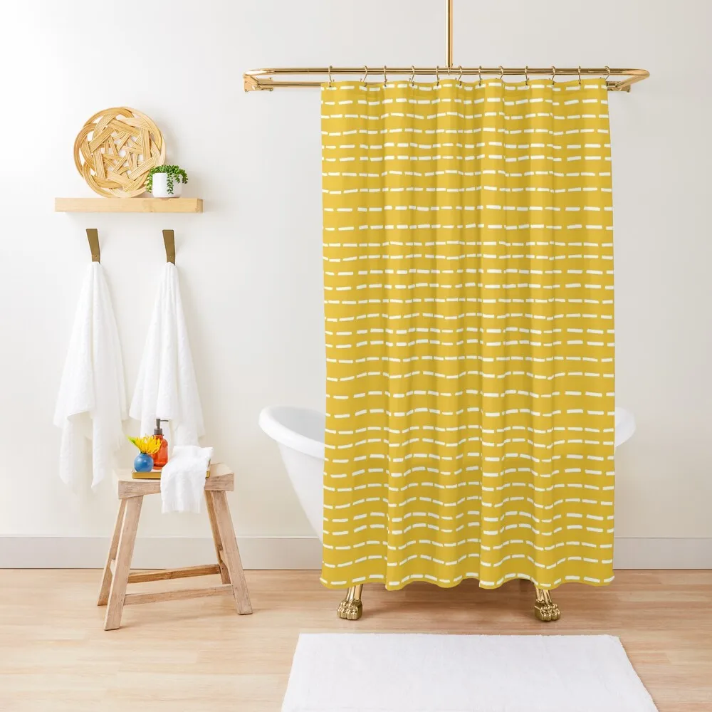 

Walking the Line - Yellow Shower Curtain Window Bathroom Shower Cover Curtain