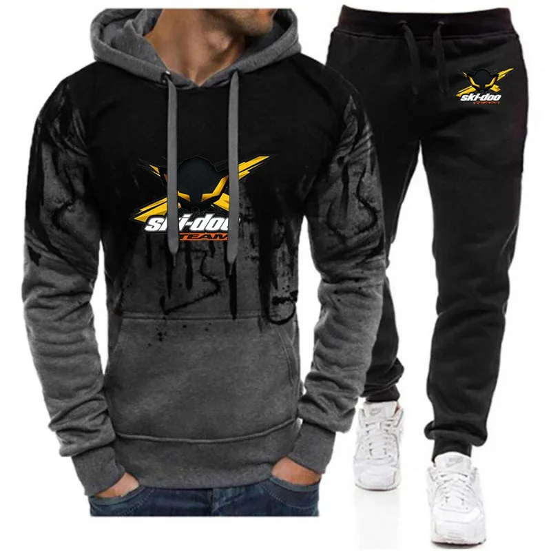 

Ski Doo Can-am 2024 Men New Gradient Hooded Hoodie+Pants Tracksuits Casual Print Sweatpant Leisure Harajuku Sportwear Suits