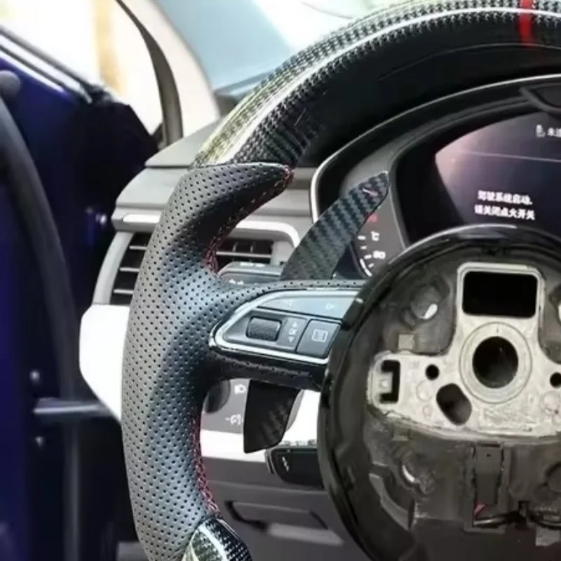Customized Carbon Fiber Leather Car Steering Wheel For Audi A3 8P 8V A6 C6 C7 A5 Q3 Q5 Q7 A4 B8 B85 B9 RS4 RS6 Steering Wheel - view 2