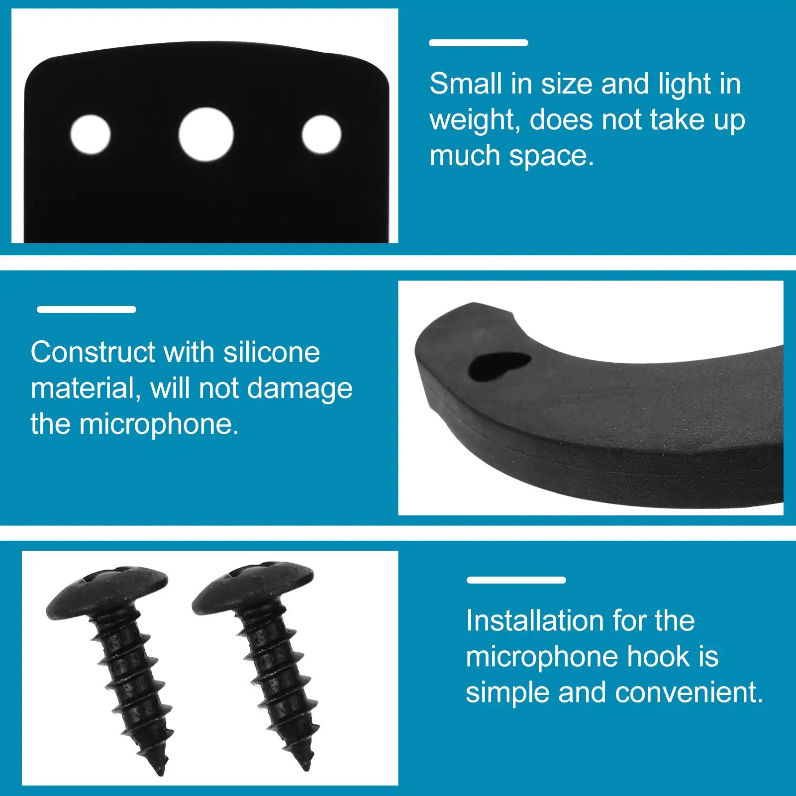 4PCS Microphone Holder Wall Mount Clip Set for Wireless Mics Small Size Light Weight Non Microphone Stand Damaging