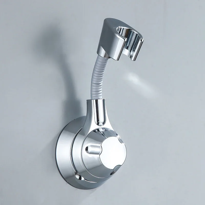 Verstellbarer Duschkopfhalter, selbstklebende Wandhalterung ohne Bohren, 120 ° Flexibler, silber/schwarzer Badezimmerhalter – Detail 1