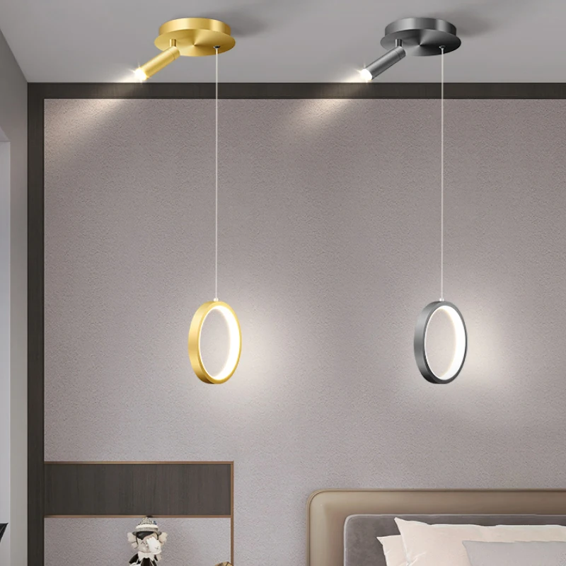 

Scandinavian Pendant Lamp Nordic linear light luxury With Spotlight minimalist Atmosphere Lights Bedroom bed side hanging lights