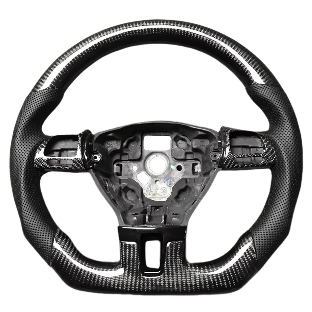 

Sports Leather and Carbon Fiber Flat Bottomed Steering Wheel for Volkswagen VW GTI Golf POLO Passat CC Jetta Car Steering Wheel