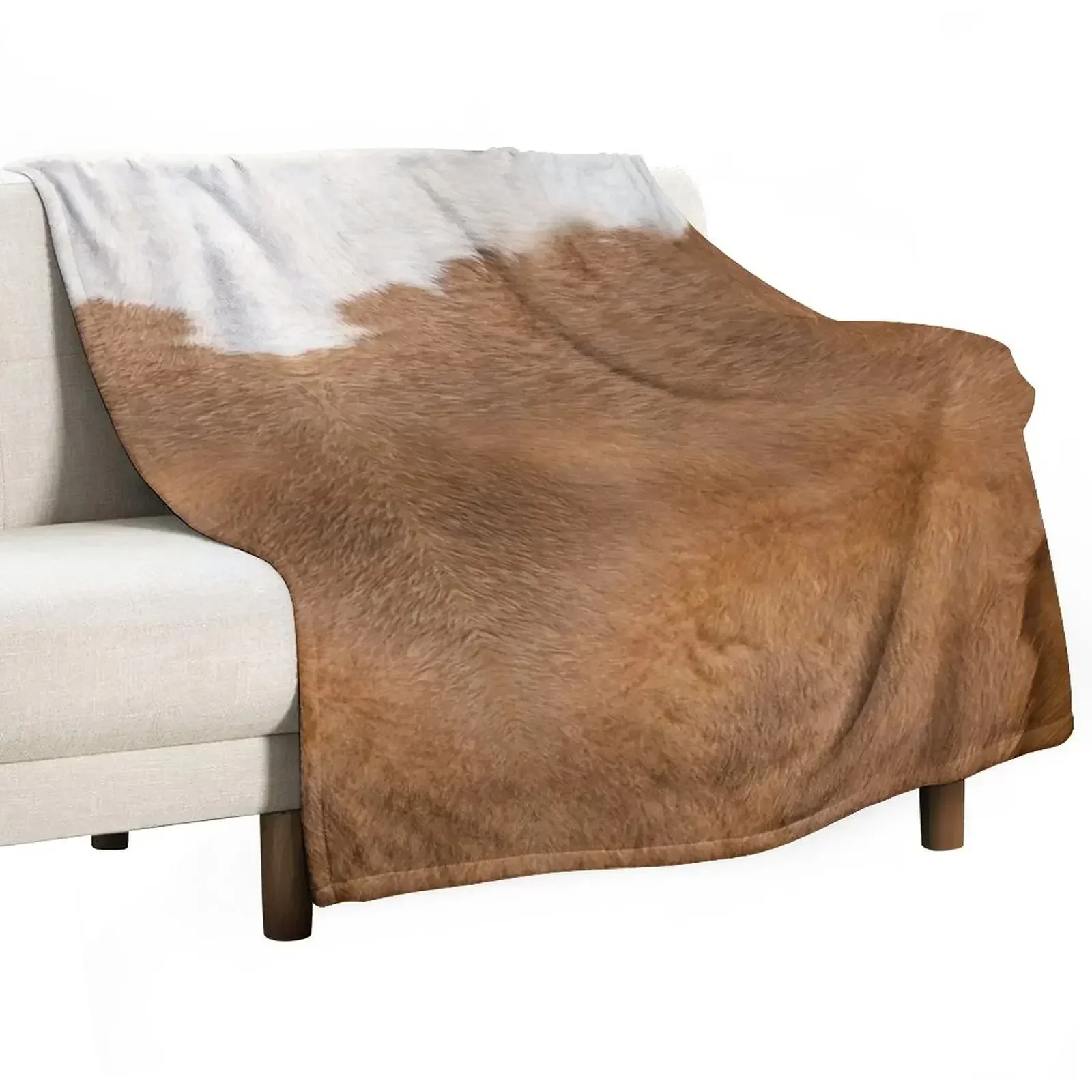 Cow Hide Brown & White Throw Blanket Camping Beautifuls For Decorative Sofa Furrys Blankets