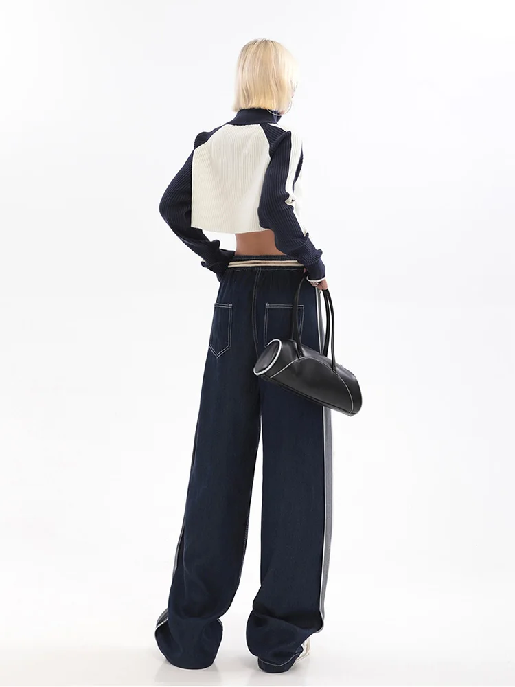 Womens Jeans High Waist Fashion Straight Baggy Denim Pants Streetwear American Style Wide Leg Denim Trouser Spring 2024