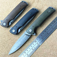 Eafengrow EF973 Folding Knife Micarta Handle D2 Blade Ball Bearing Flipper Camping Survival Outdoor Tactical Knife Fold EDC tool