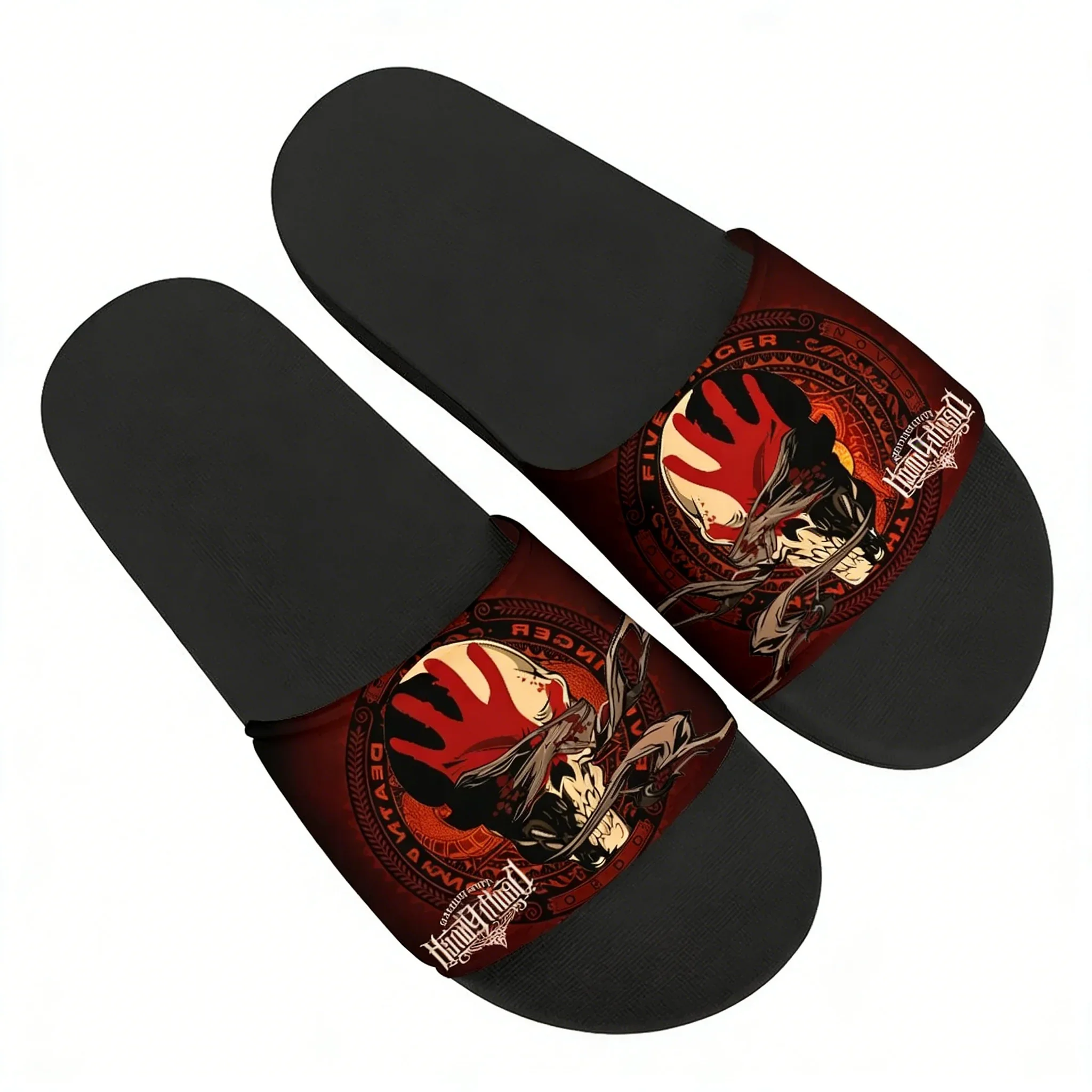 Five Finger Death Punch Slippers Man Woman Boy Girl Tailor Made Slides Sandals Photo Text Customized Bath Shoes Water Shoe Black