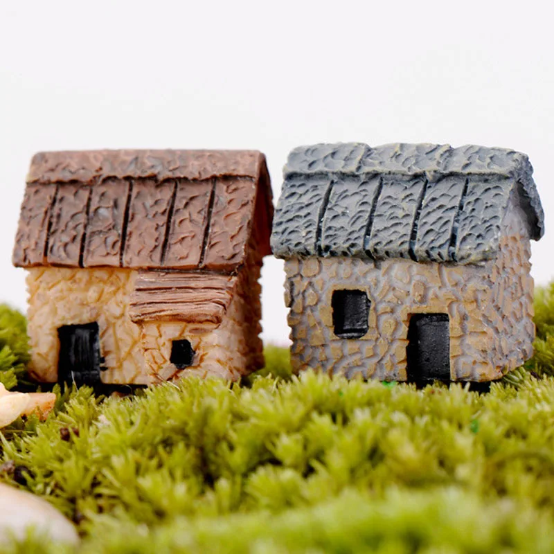 1PC Mini Small Cottages House Fairy Garden Miniatures DIY Xmas Ornament Crafts Figurines Micro Landscape Home New Year Decor