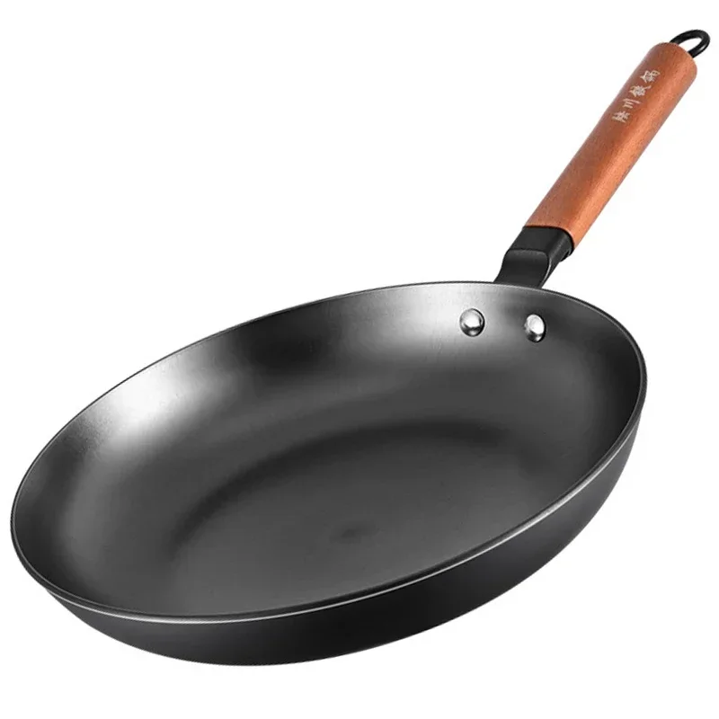 Cast Iron Frying Pan Uncoated Black Skillet Iron Pancake Egg Fried Steak Wok Professional Restaurant Chef Pot Kitchen Utensils