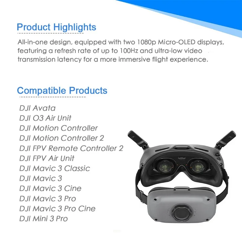 97% NEW Used DJI FPV Goggles Integra – Dual 1080p OLED, 100Hz, All-in-One