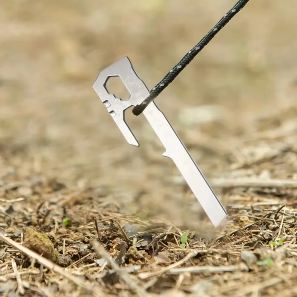6Pcs/set Heavy Duty Canopy Tent Pegs Wind-Resistant Multifunctional Camping Tent Stakes Stainless Steel 28cm Garden Ground Nail