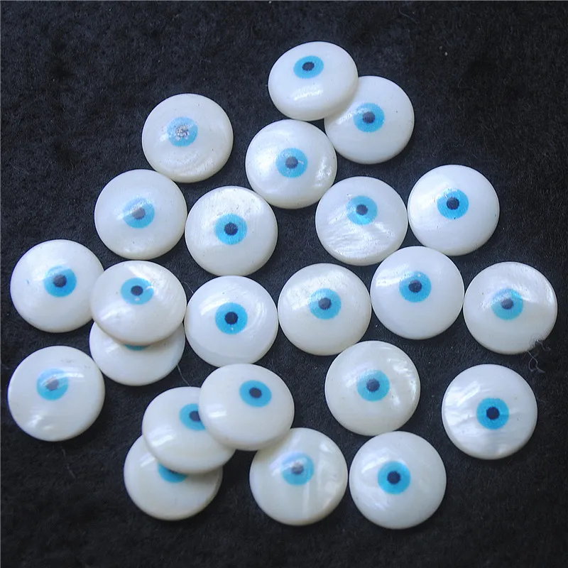 15PCS Shell Cabochons New Beads Mother Of Pearl DIY Accessories Size 14MM With Handmade Eye No Hole Beads CABS