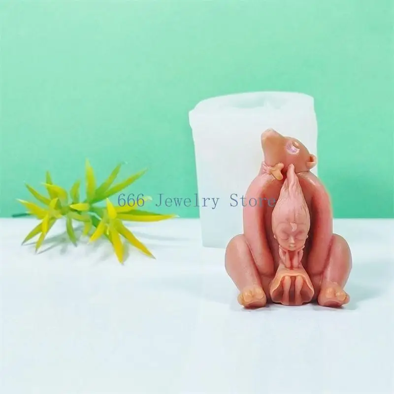 F2TD Silicone Mold Bear and Girl Aromatherapys Resin Molds Gypsum Ornaments