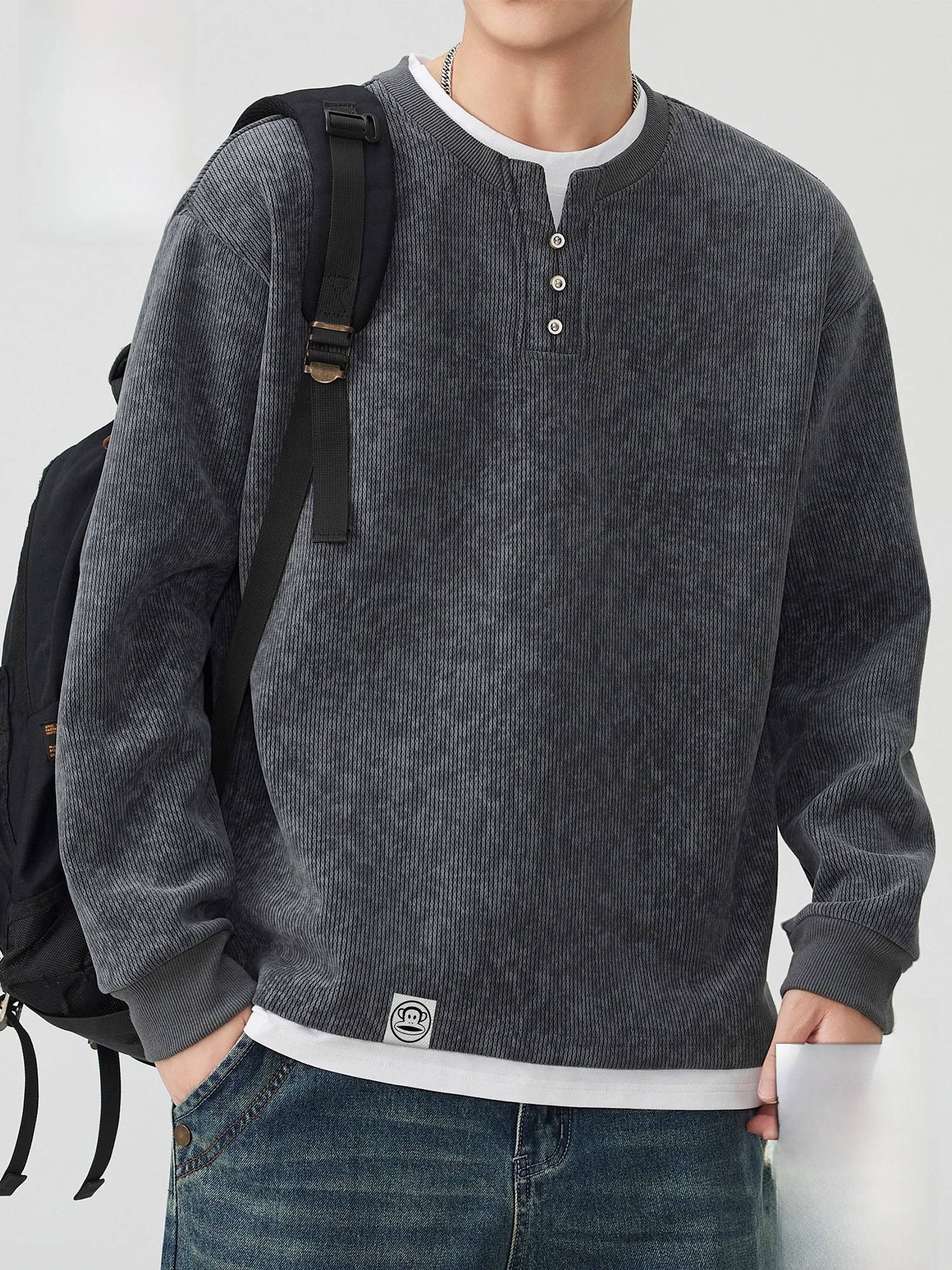 

PaulFrank Comfortable Long Sve Sweatirt Men's Casual Loose Fit Versatile Top Autumn Season Polyester Fiber Basic Sle