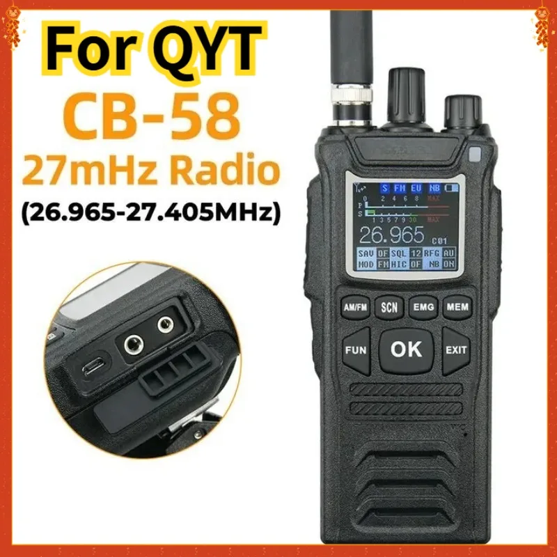 

CB-58 Walkie Talkie 27MHz forQYT CB Radio AM/FM 26.965-27.405MHz Channels 4100mAh Citizen Band Radio Handheld Radios Transceiver