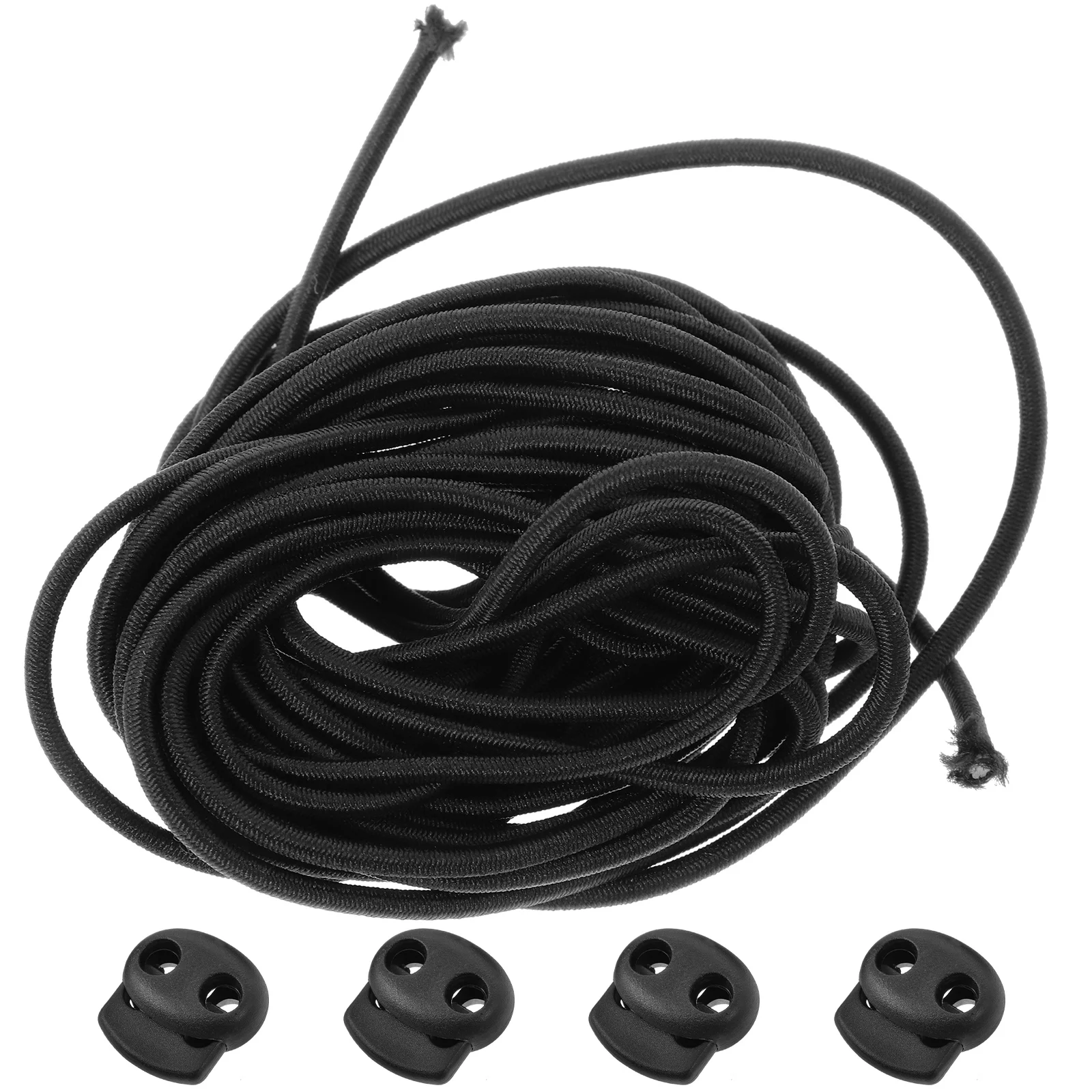 

1 set Black Spring Cord Locks with Toggle Buttons 5m Elastic Rope for Hoodies Pants DIY Clothing Accessories Sewing Crafts