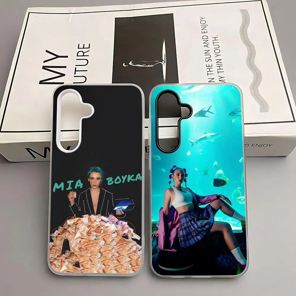 singer Mia Boyka Phone Case for Samsung A57 A16 A56 A36 A26 A55 A54 A15 A35 A25 White 2-in-1 Jelly case