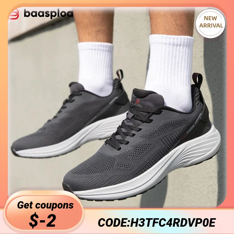 

Baasploa Men Professional Running Shoes Casual Mesh Breathable Lace-up Sneakers Male Outdoor Lightweight Jogging Sports Shoes