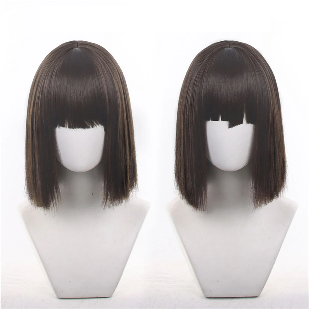 Louis Cosplay Wig Brown Short Bob with Scalp Top Wig  Halloween Carnival Party Role Play Wigs