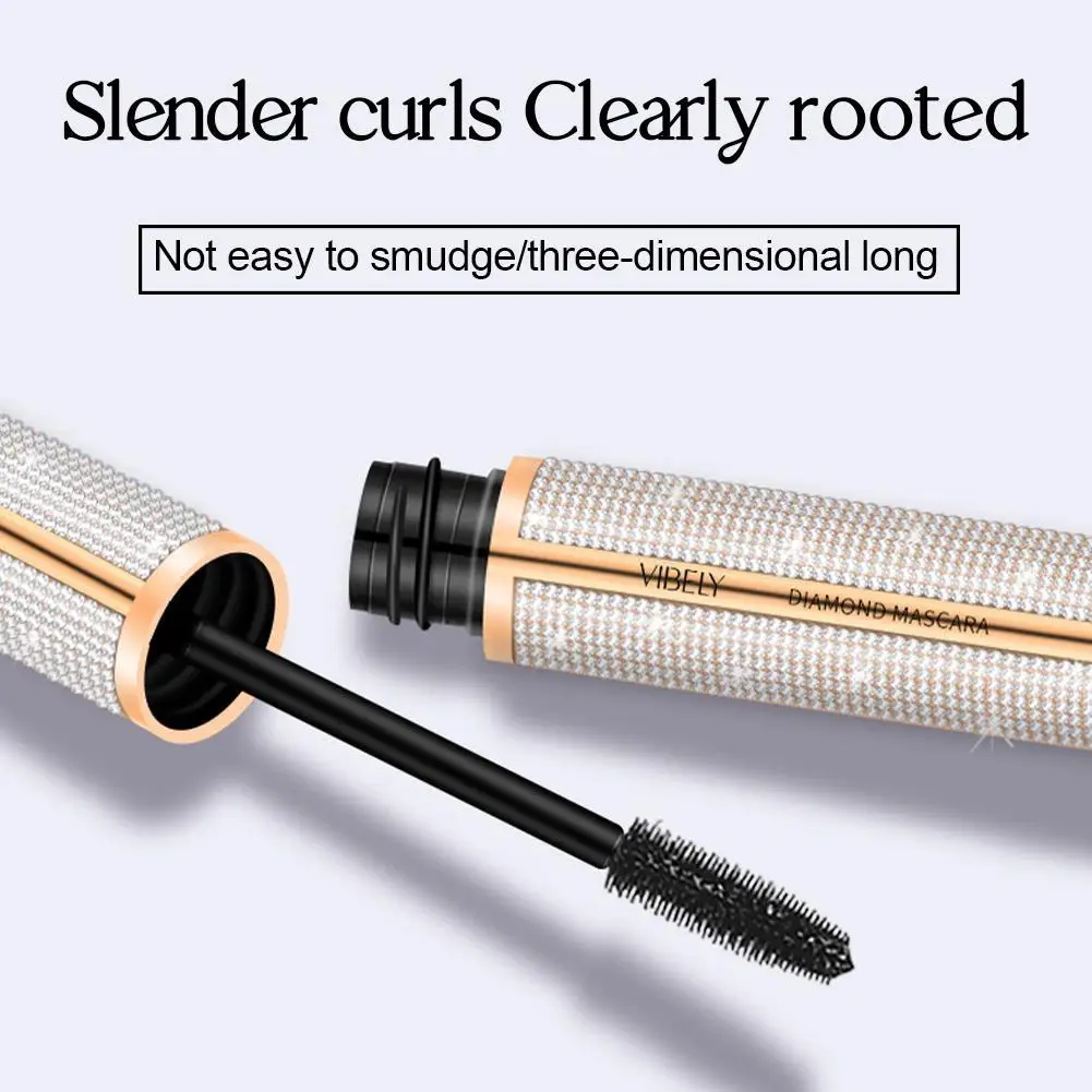 Diamond 4d Mascara Zijde Vezel Waterdichte Lange Wimper Verlenging Verlenging Dikke Zwarte Mascara Oogmake-Up Producten Cosmetica