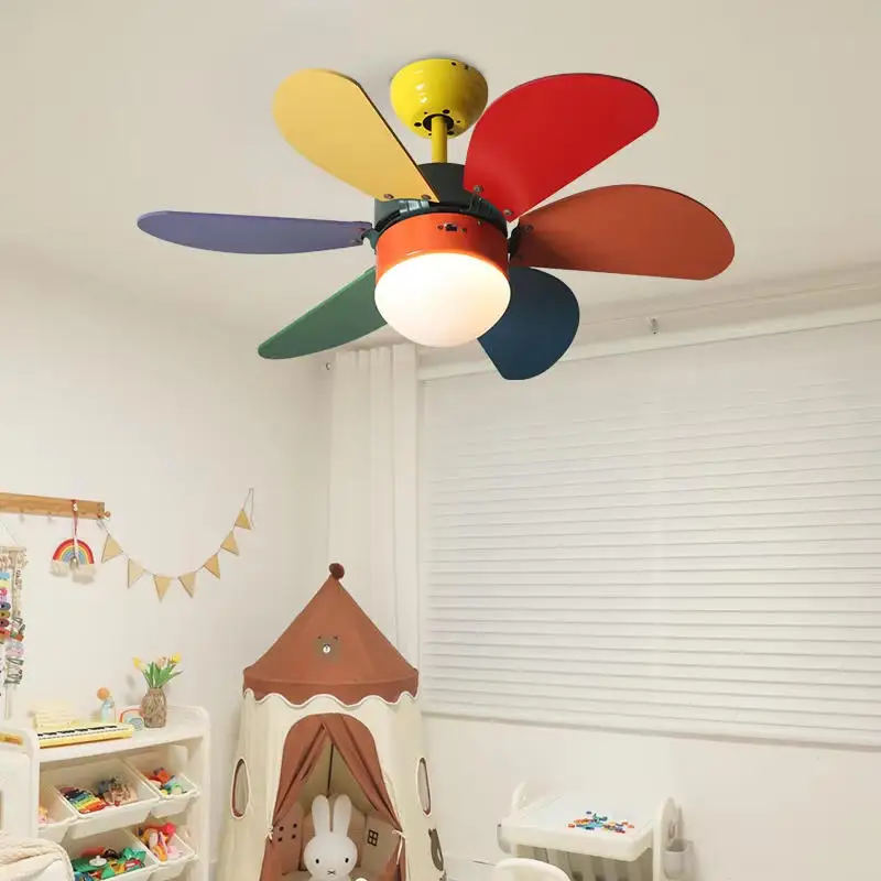 Nordic Fan Light Simple Bedroom Ceiling With Light Fan Modern Family Children's Room Low Floor Restaurant Ceiling Fan Light