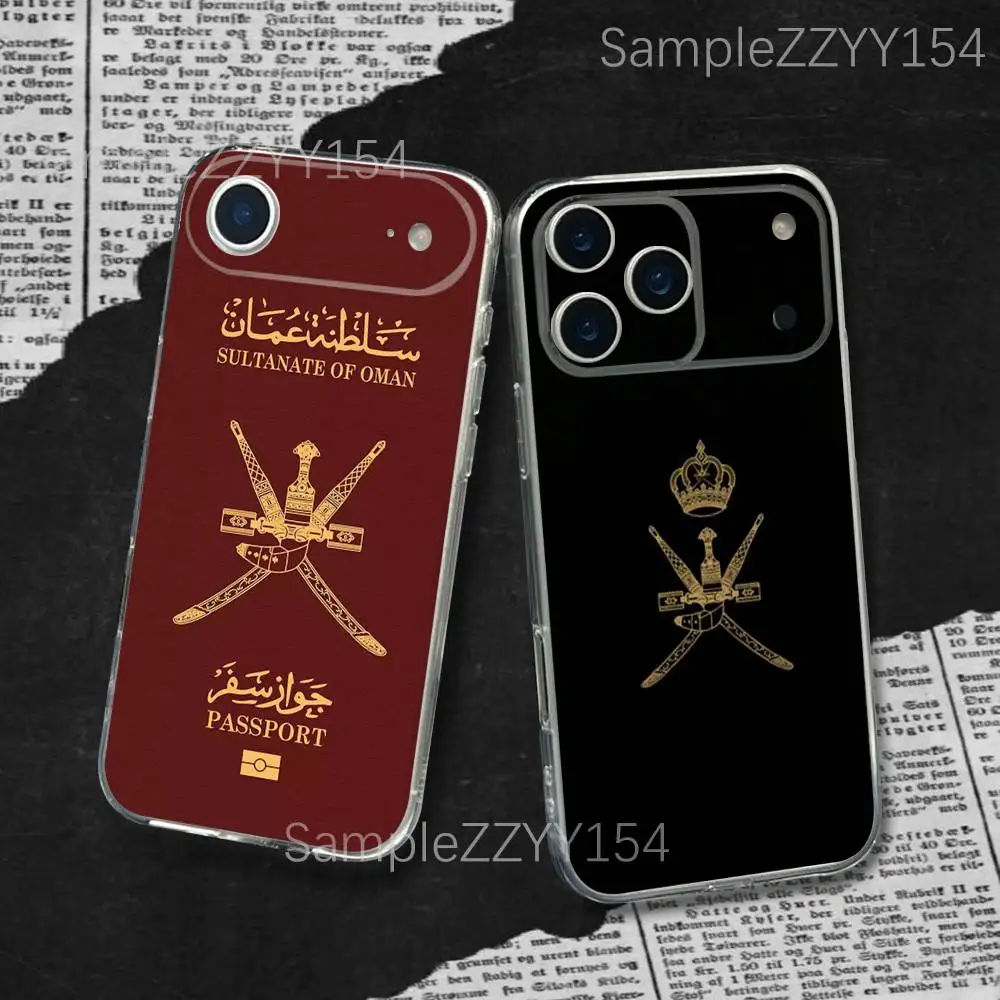 

O-Oman Passport Flag For iPhone 17,16,15,14,13,12,11 Plus,Pro,Max,XR,XS,X,7,8 Plus,SE,Mini Transparent Silicone Soft Phone Case