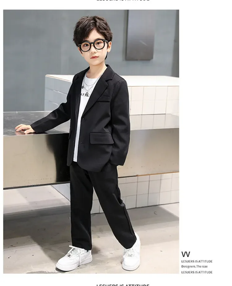 ZOETOPKID Formelle Anzüge für Jungen für Hochzeiten, Blazer, Jacke, Frühling, Herbst, Kleinkind, klassische schwarze Kleidung, Kindermantel – Detail 3